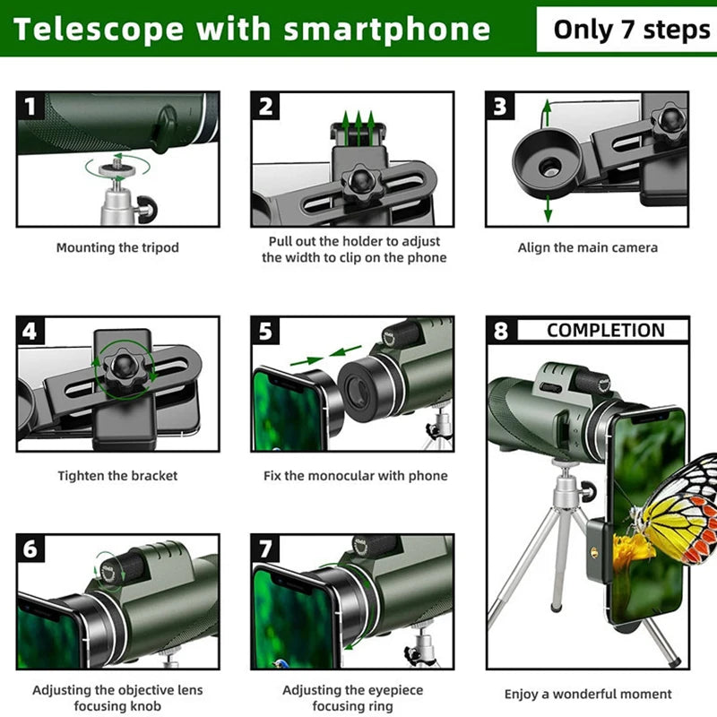 Telescópio Dobrável Longa Distância Mini Poderoso Telescópio